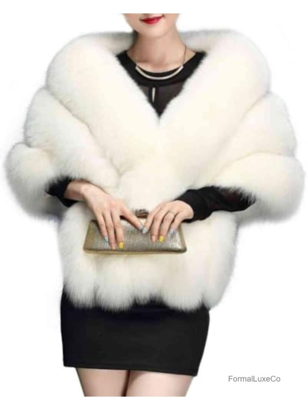 Faux Fur Shawl Wrap Cape for Wedding Party Evening Dress